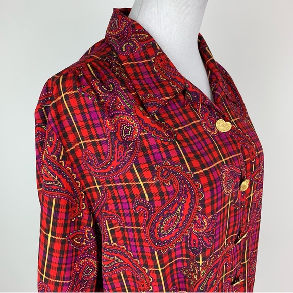 Vintage SK & Company Plaid Paisley Button Down Shirt Sz 14 - Picture 5 of 14